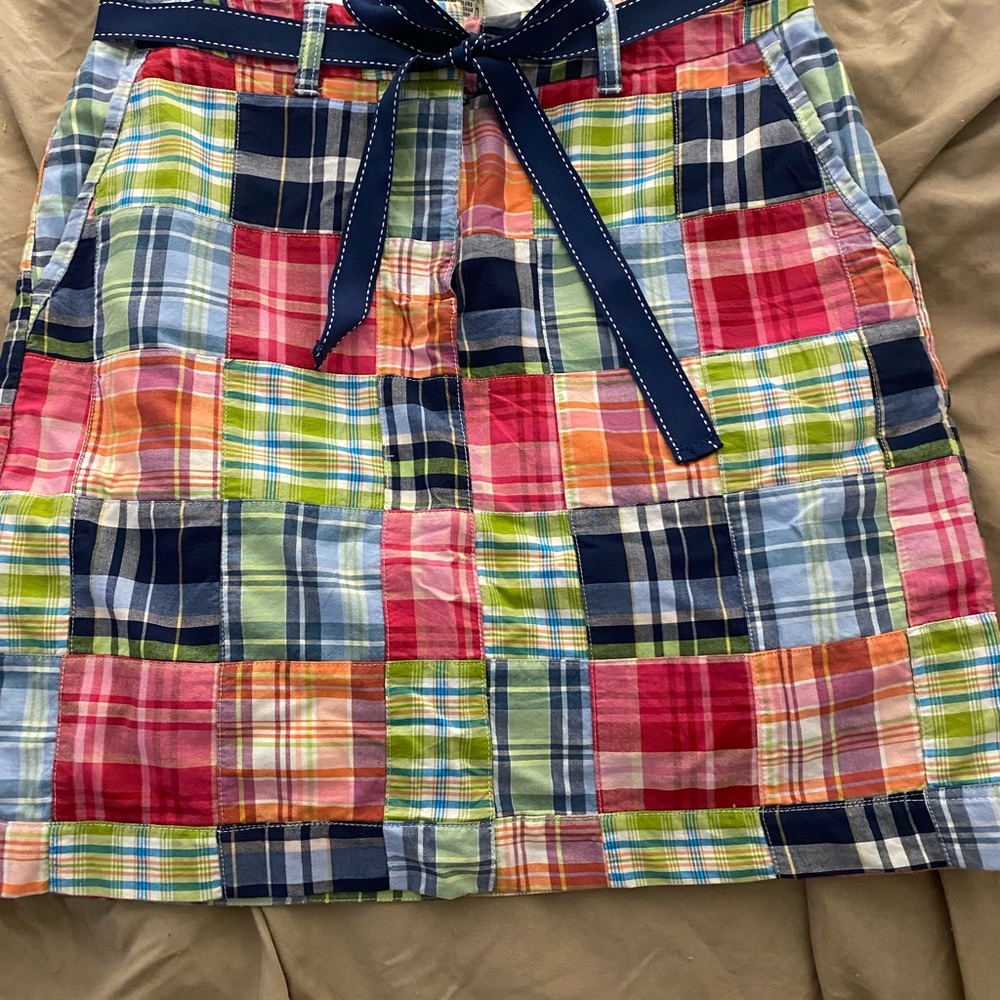 LL Bean madras mini skirt size 6